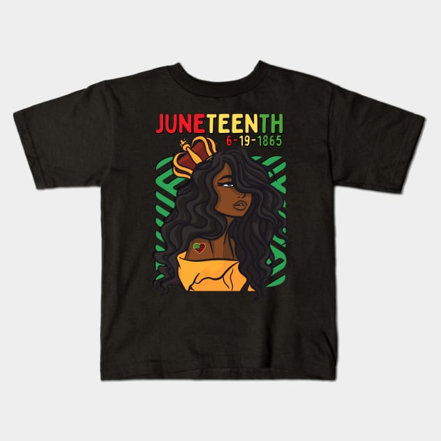 Juneteenth Melanin Queen Kids T-Shirt by Hypnotic Highs